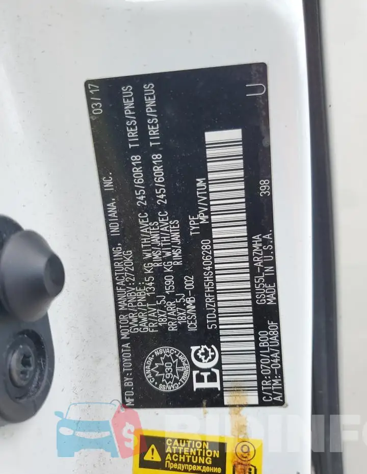 5TDJZRFH5HS406280 Photo# 14