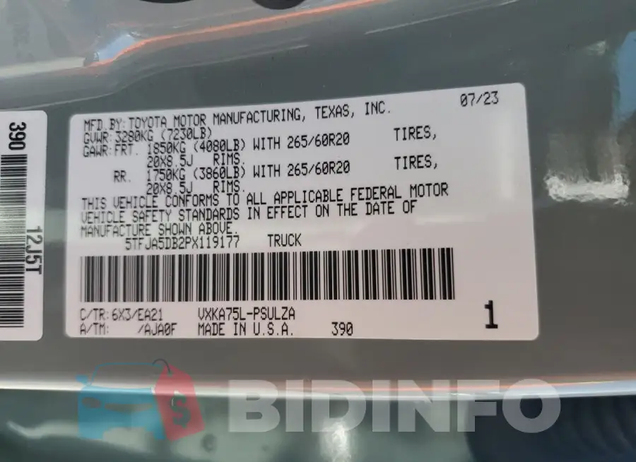 5TFJA5DB2PX119177 Photo# 12