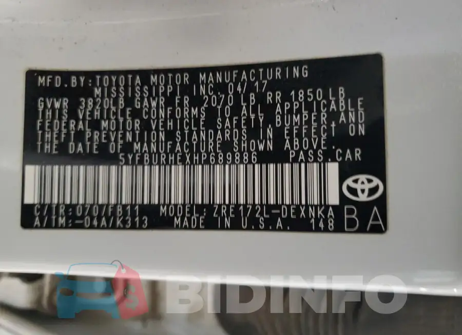 5YFBURHEXHP689886 Photo# 12