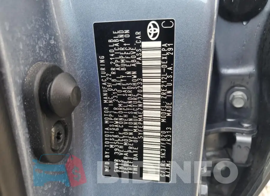 5YFEPMAE7NP370233 Photo# 12