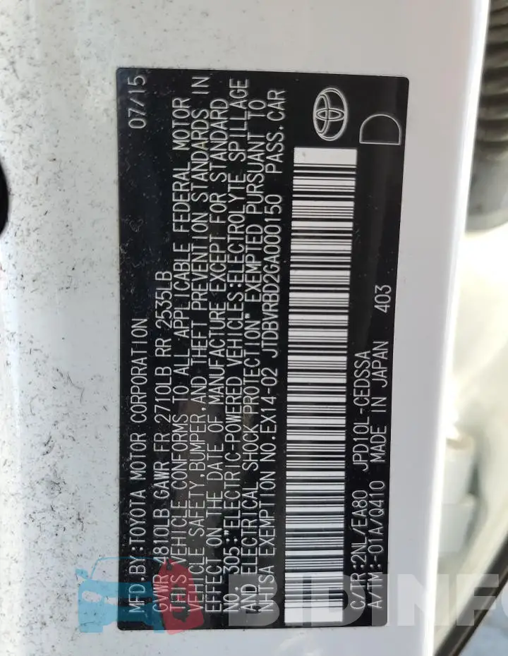JTDBVRBD2GA000150 Photo# 12