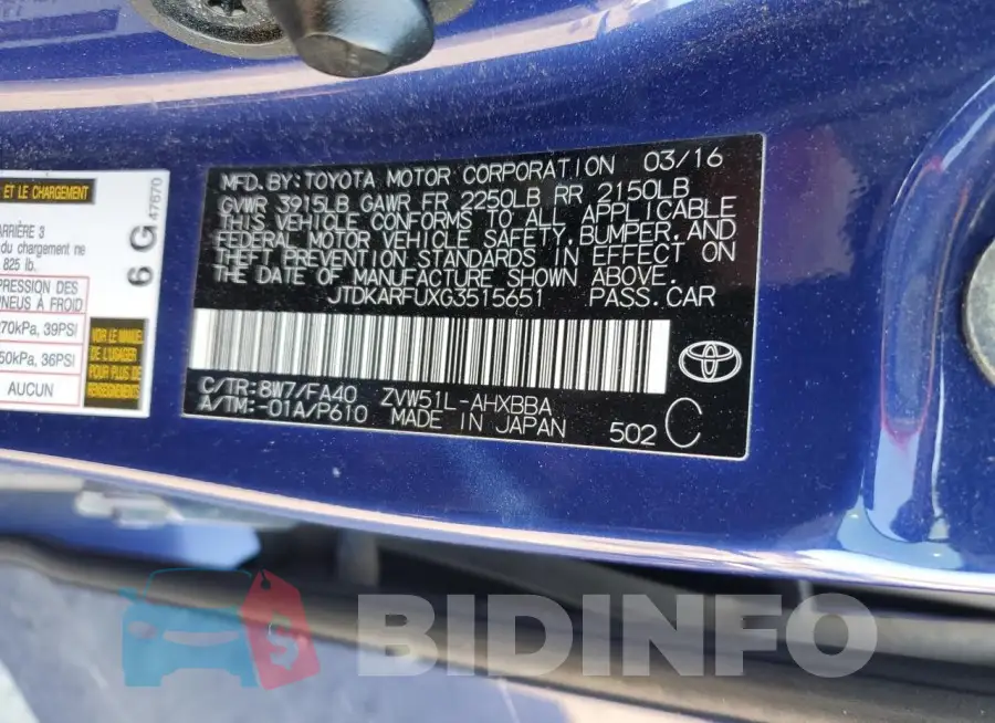 JTDKARFUXG3515651 Photo# 12