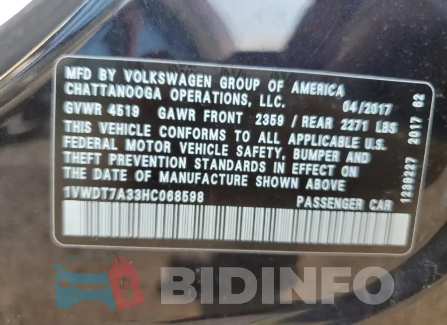 1VWDT7A33HC068598 Photo# 12