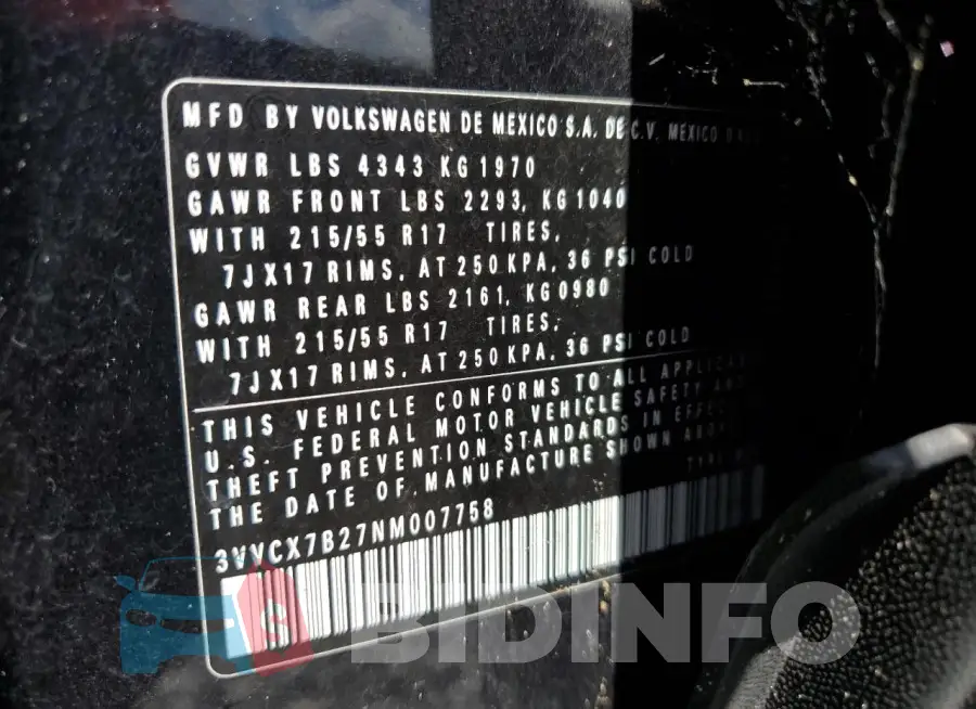 3VVCX7B27NM007758 Photo# 13