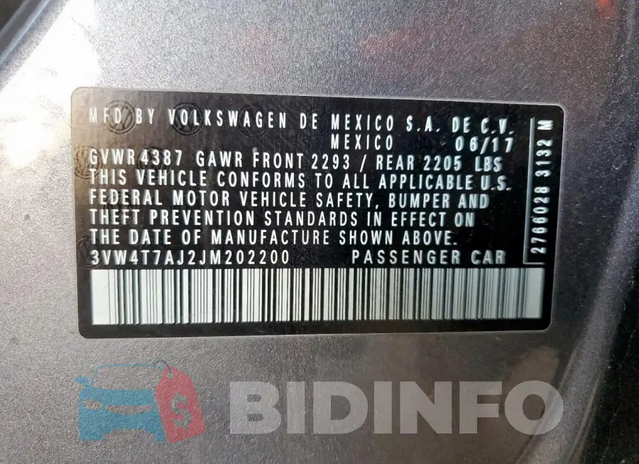 3VW4T7AJ2JM202200 Photo# 12