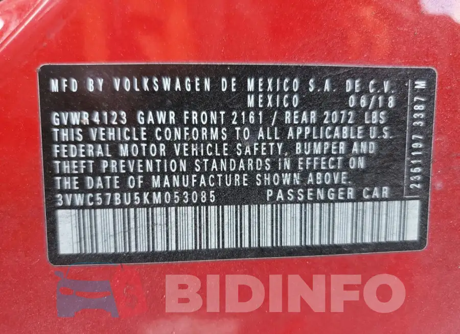 3VWC57BU5KM053085 Photo# 12
