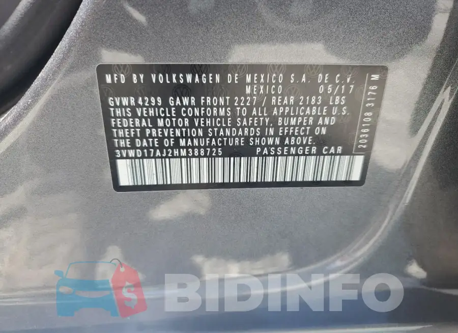 3VWD17AJ2HM388725 Photo# 13