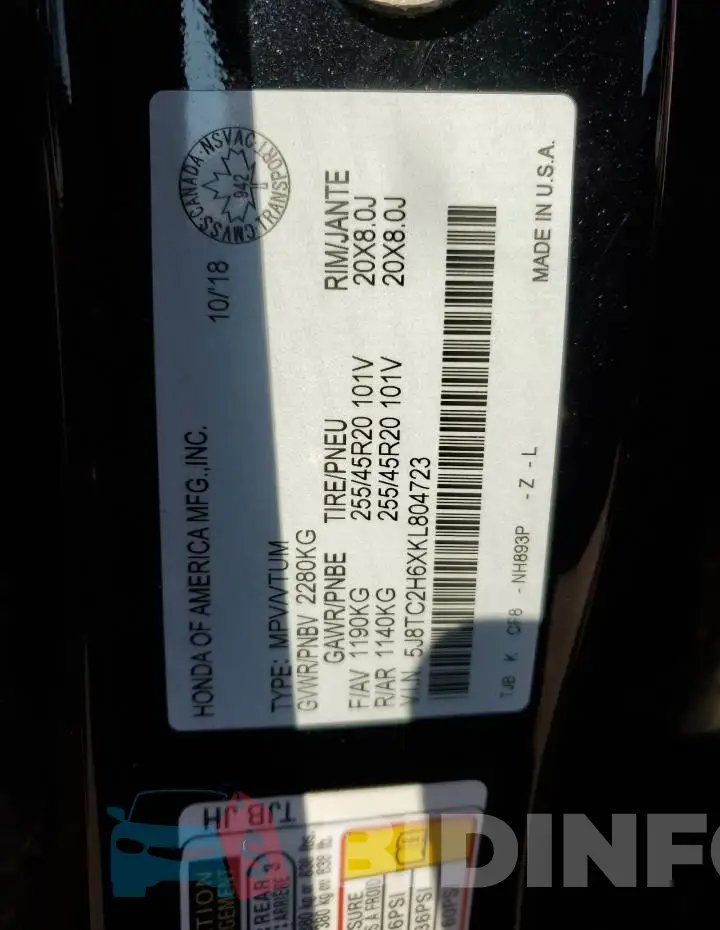 5J8TC2H6XKL804723 Photo# 13