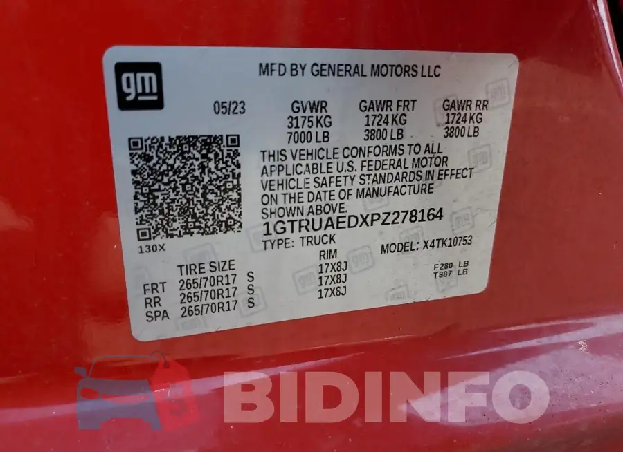 1GTRUAEDXPZ278164 Photo# 12