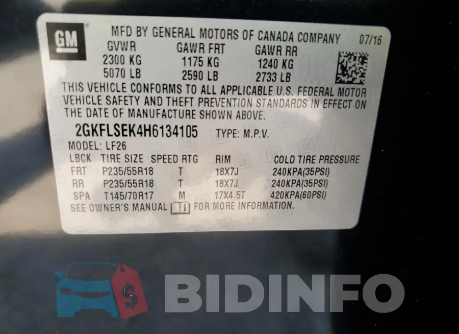 2GKFLSEK4H6134105 Photo# 13