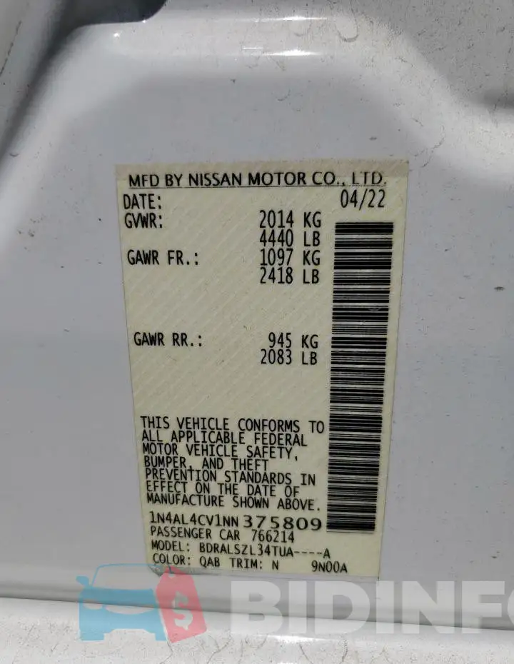 1N4AL4CV1NN375809 Photo# 12