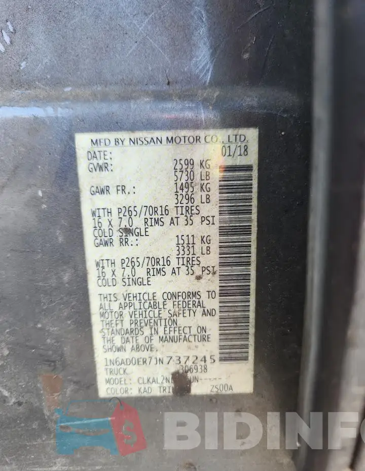 1N6AD0ER7JN737245 Photo# 12