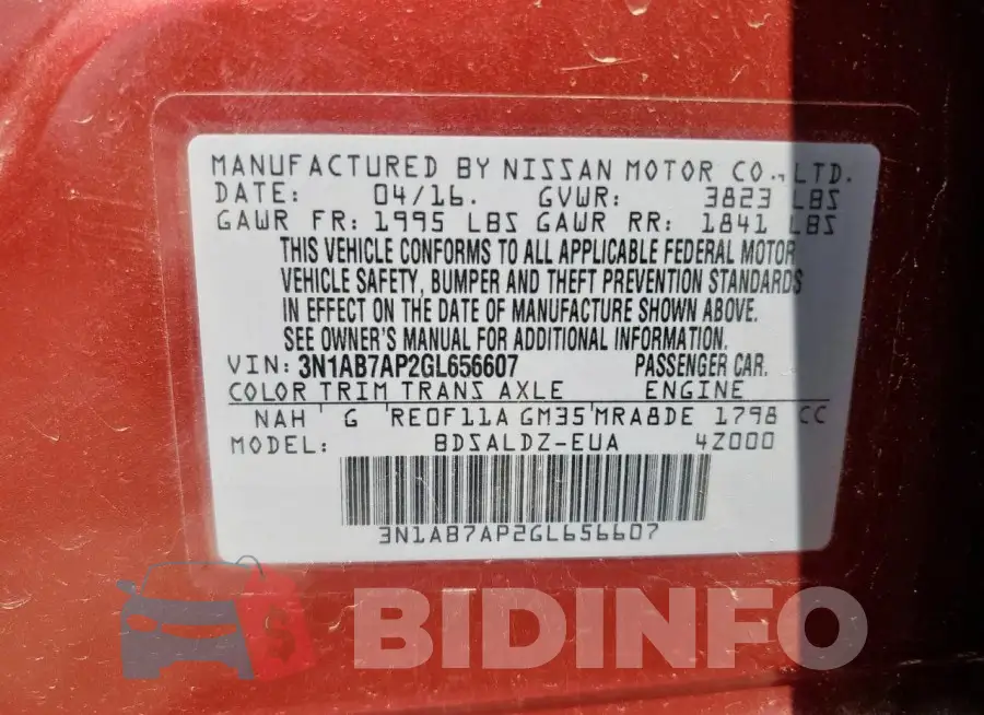 3N1AB7AP2GL656607 Photo# 12