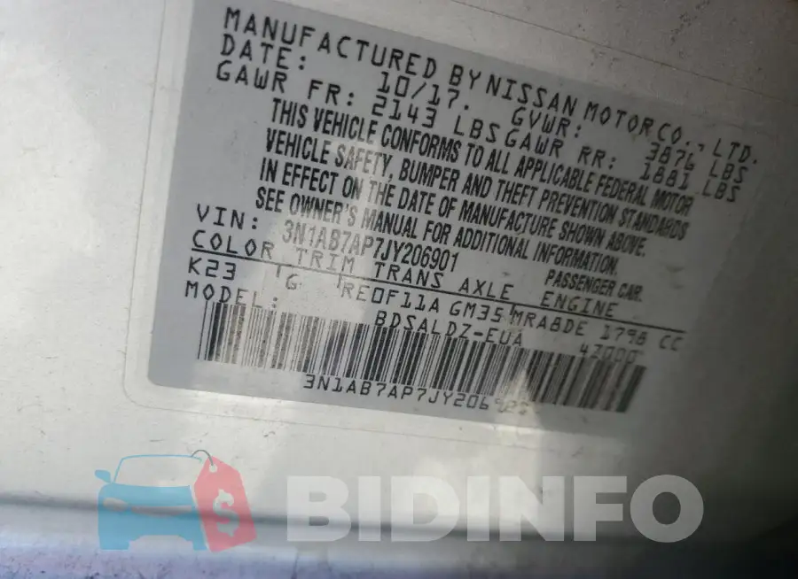 3N1AB7AP7JY206901 Photo# 12