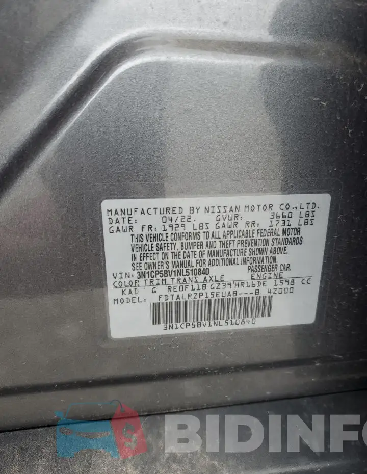 3N1CP5BV1NL510840 Photo# 12