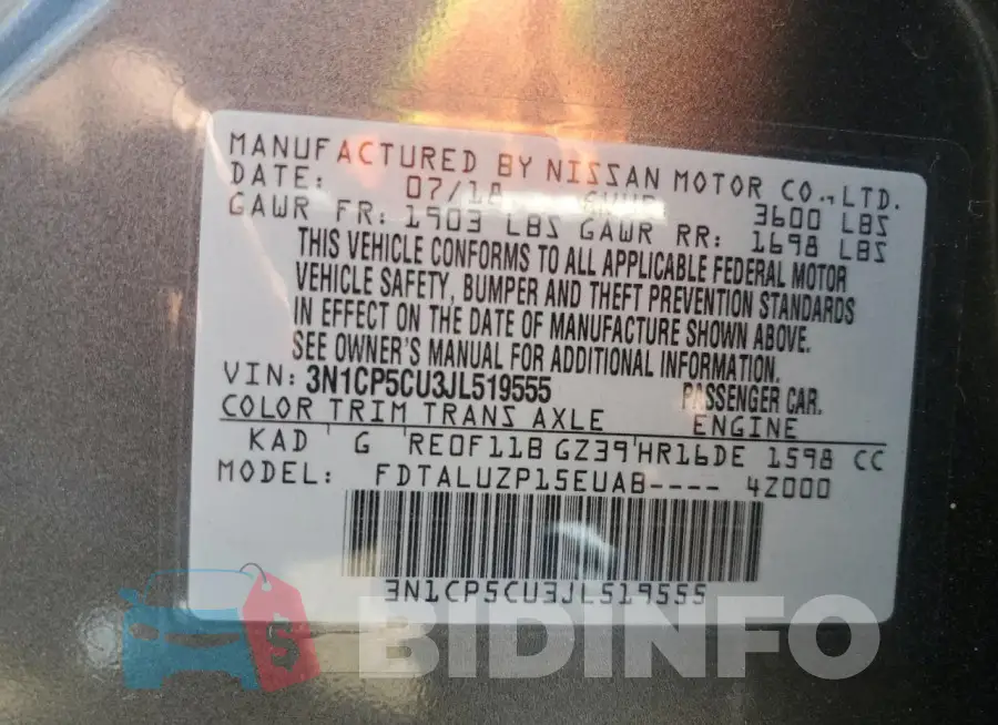 3N1CP5CU3JL519555 Photo# 13