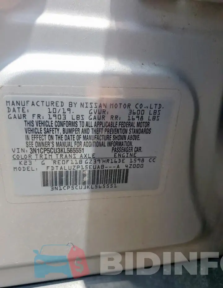 3N1CP5CU3KL565551 Photo# 12
