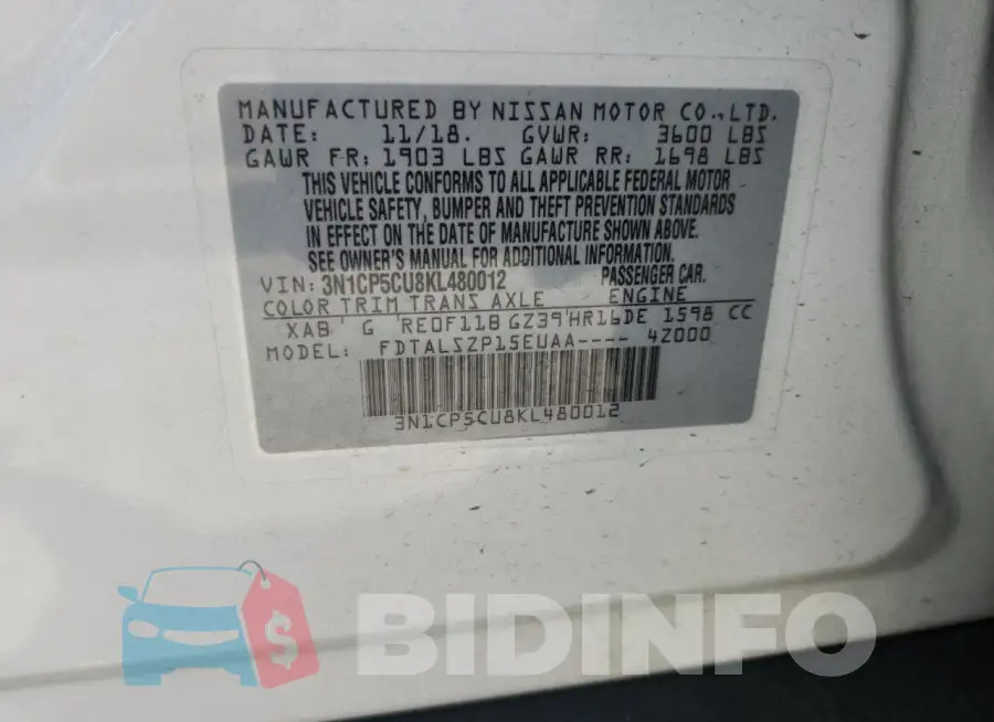 3N1CP5CU8KL480012 Photo# 12