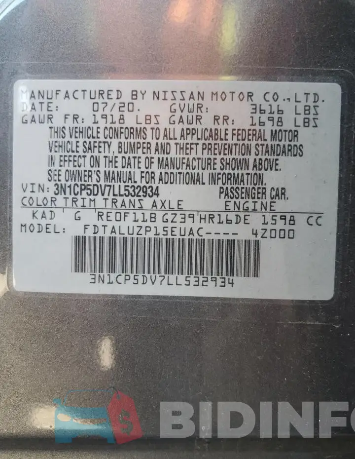 3N1CP5DV7LL532934 Photo# 13