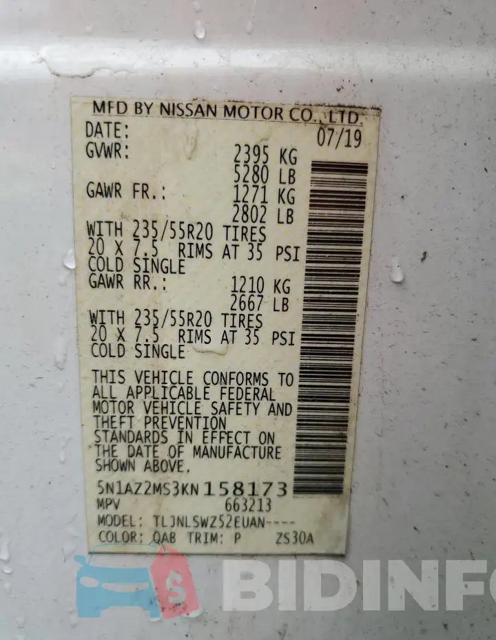 5N1AZ2MS3KN158173 Photo# 14
