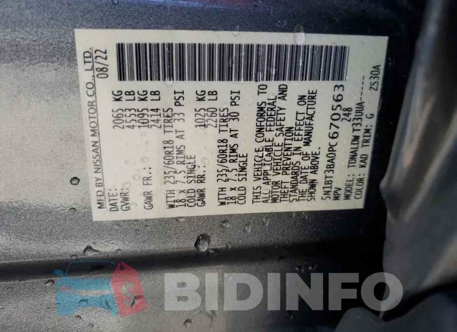 5N1BT3BA0PC670563 Photo# 14