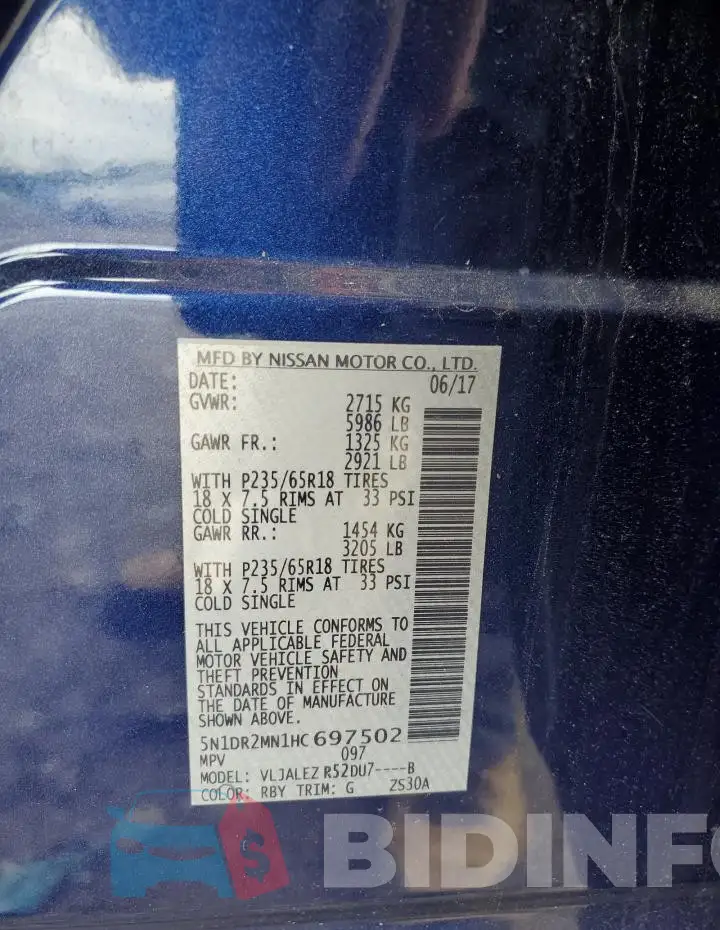 5N1DR2MN1HC697502 Photo# 14