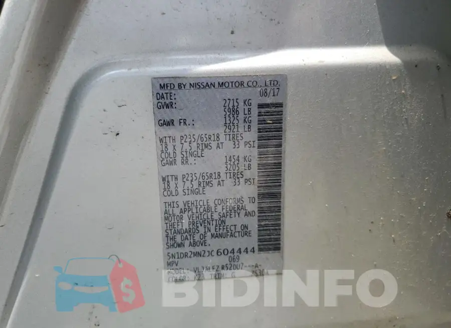 5N1DR2MN2JC604444 Photo# 13