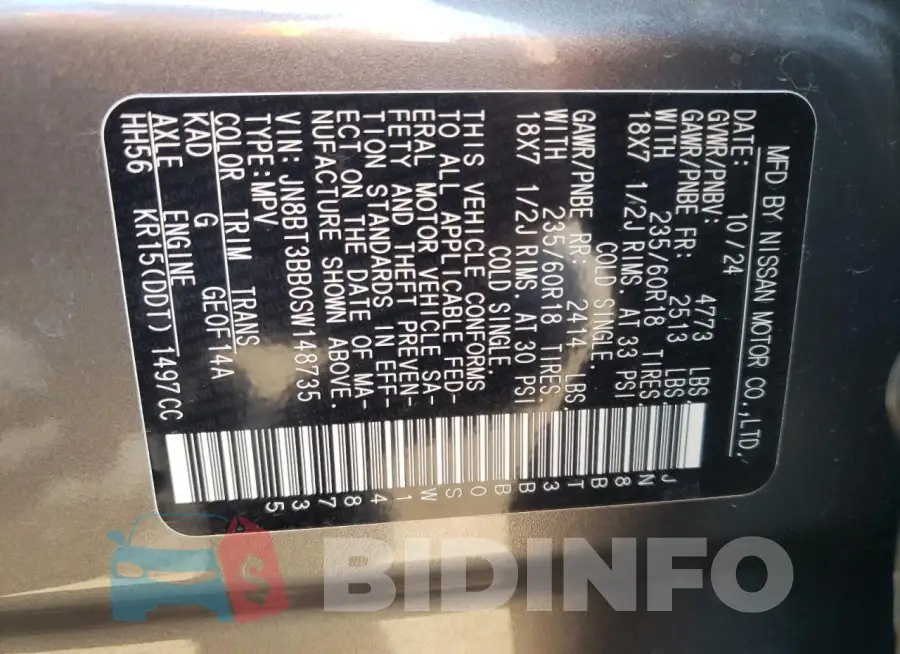 JN8BT3BB0SW148735 Photo# 12
