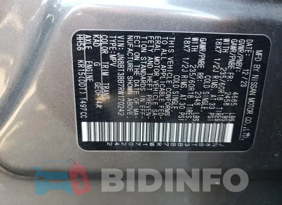 JN8BT3BB7RW170242 Photo# 13