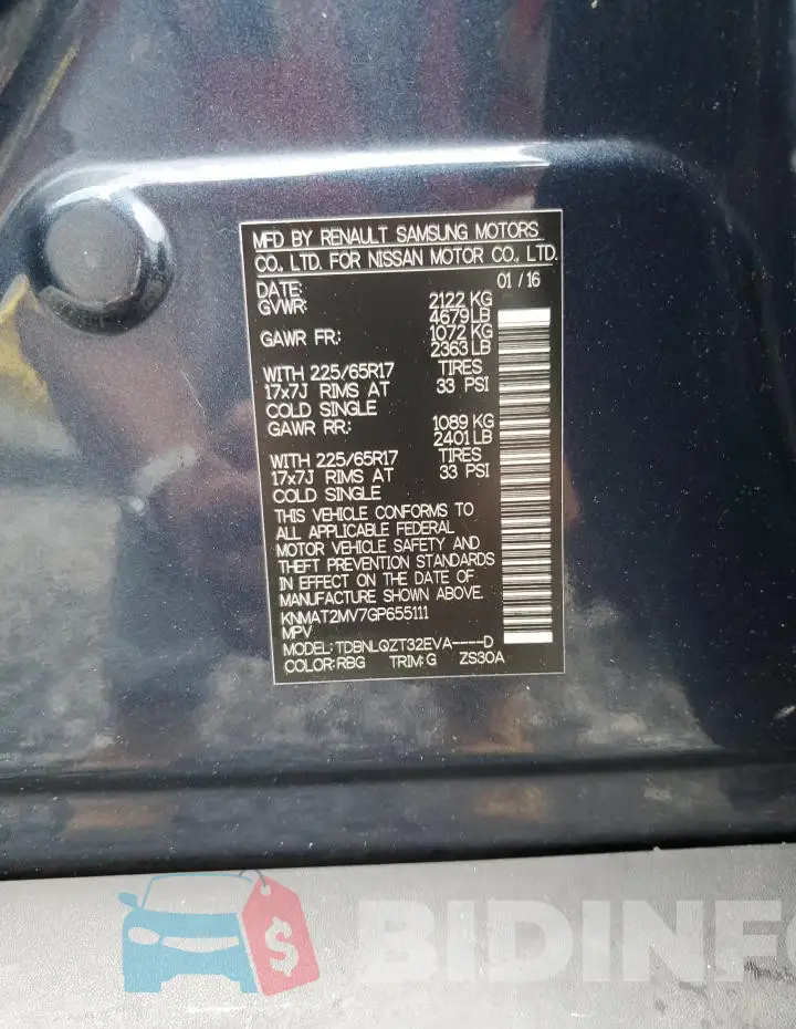 KNMAT2MV7GP655111 Photo# 13
