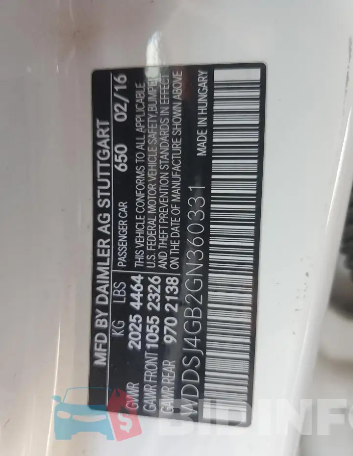 WDDSJ4GB2GN360331 Photo# 12