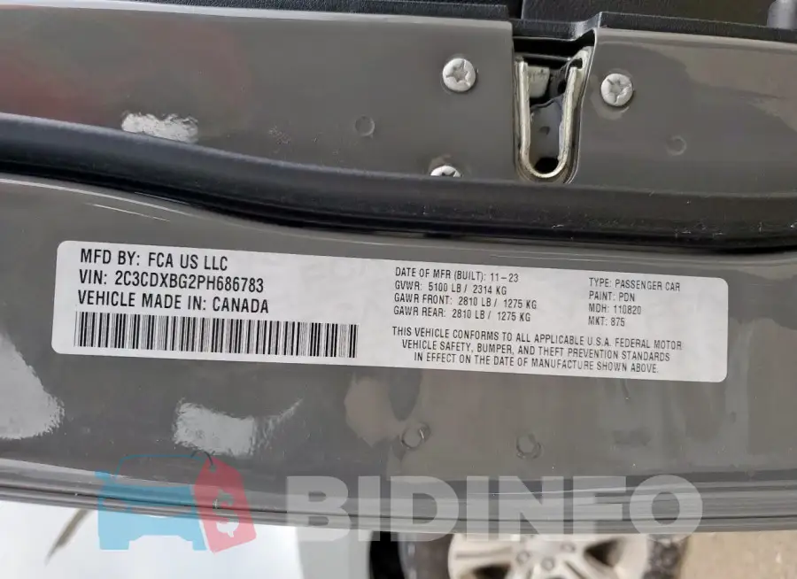 2C3CDXBG2PH686783 Photo# 13