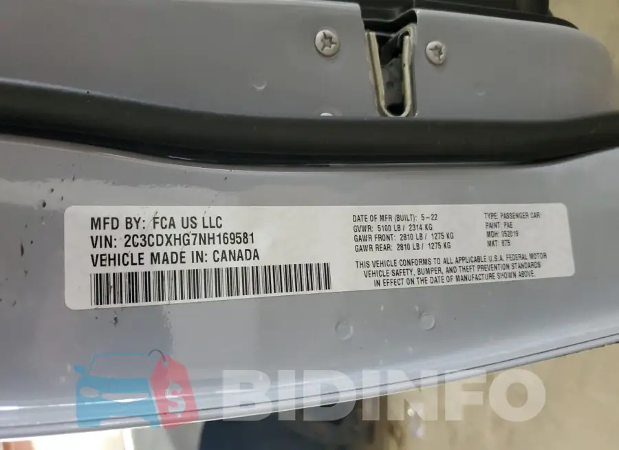 2C3CDXHG7NH169581 Photo# 12