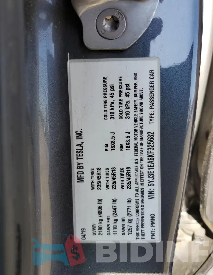 5YJ3E1EA6KF325682 Photo# 13