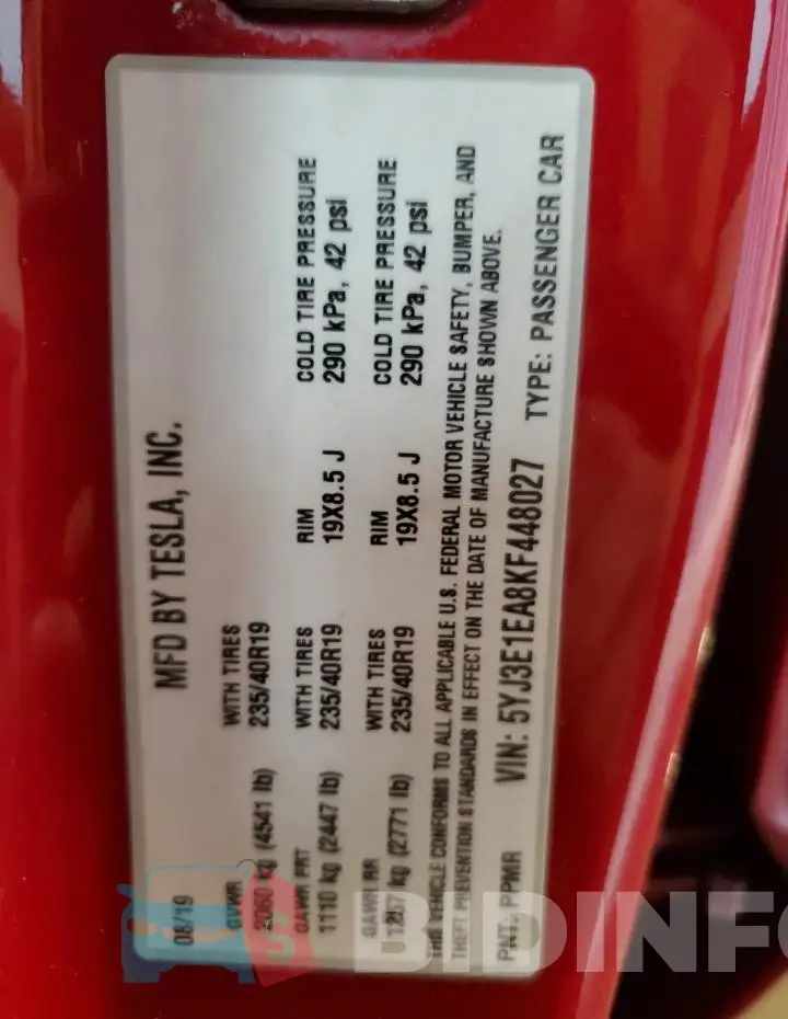 5YJ3E1EA8KF448027 Photo# 12
