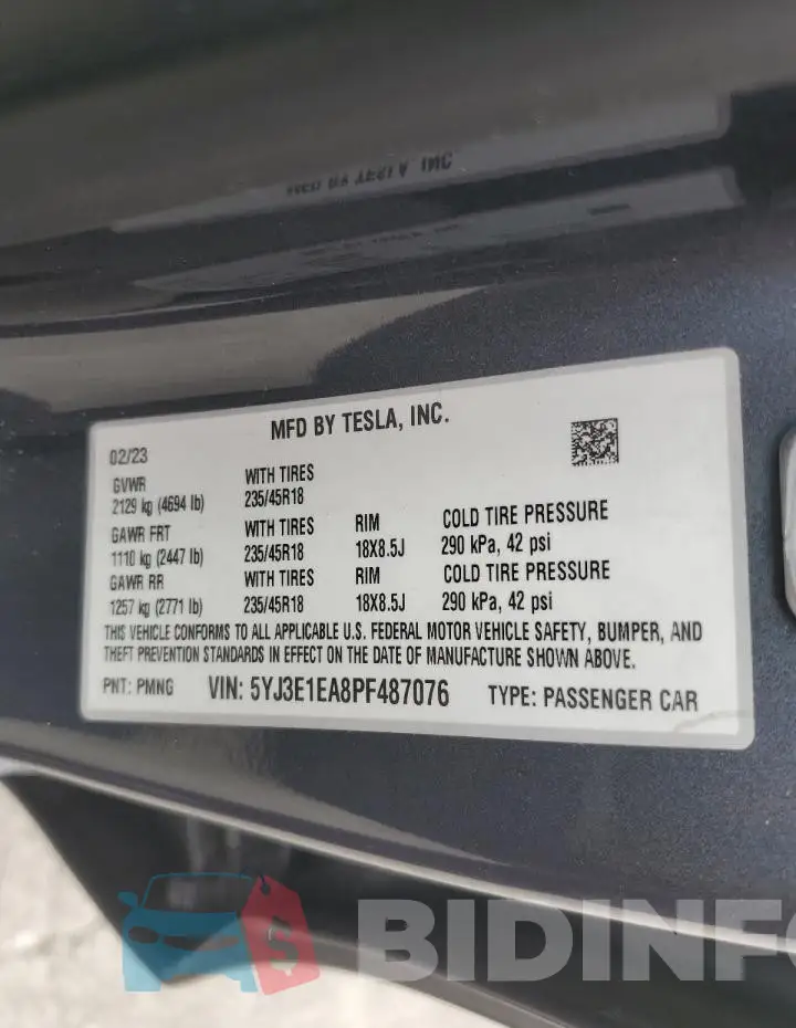 5YJ3E1EA8PF487076 Photo# 12