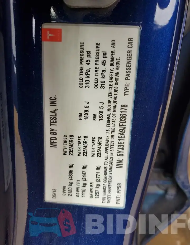 5YJ3E1EA9JF036178 Photo# 12