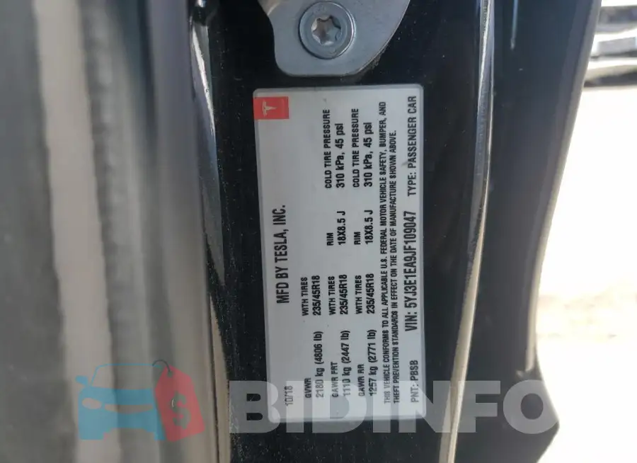 5YJ3E1EA9JF109047 Photo# 13