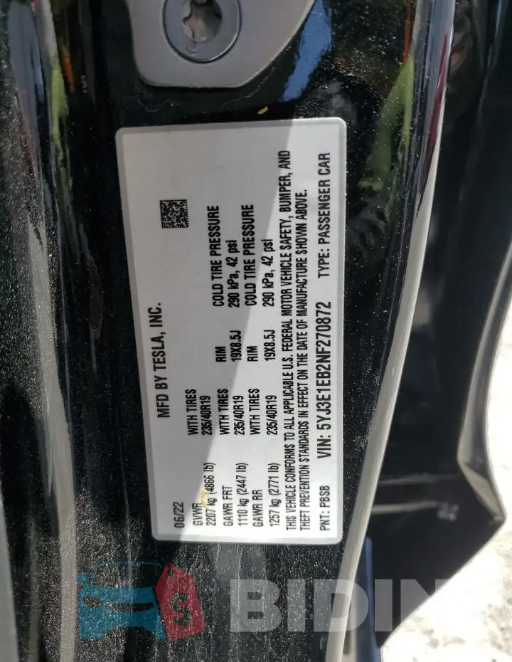 5YJ3E1EB2NF270872 Photo# 13