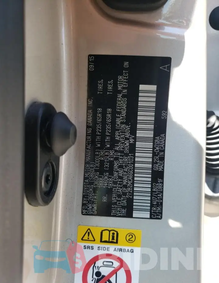 2T2BZMCA6GC001031 Photo# 13