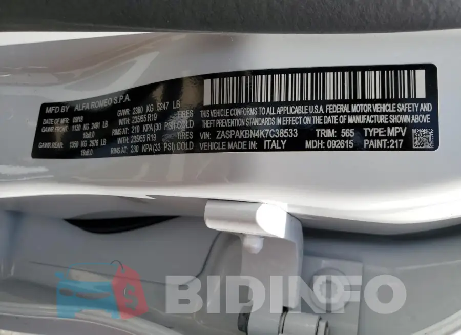 ZASPAKBN4K7C38533 Photo# 13