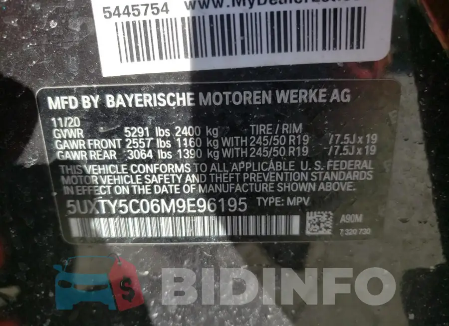 5UXTY5C06M9E96195 Photo# 13