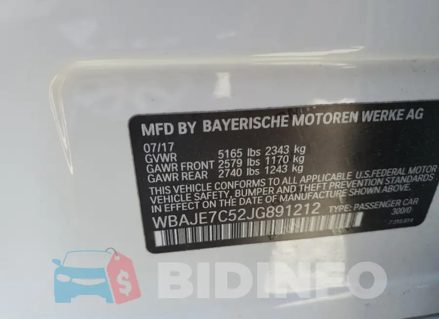WBAJE7C52JG891212 Photo# 12