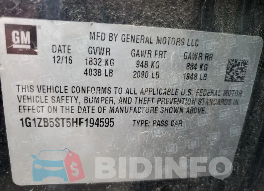 1G1ZB5ST5HF194595 Photo# 12
