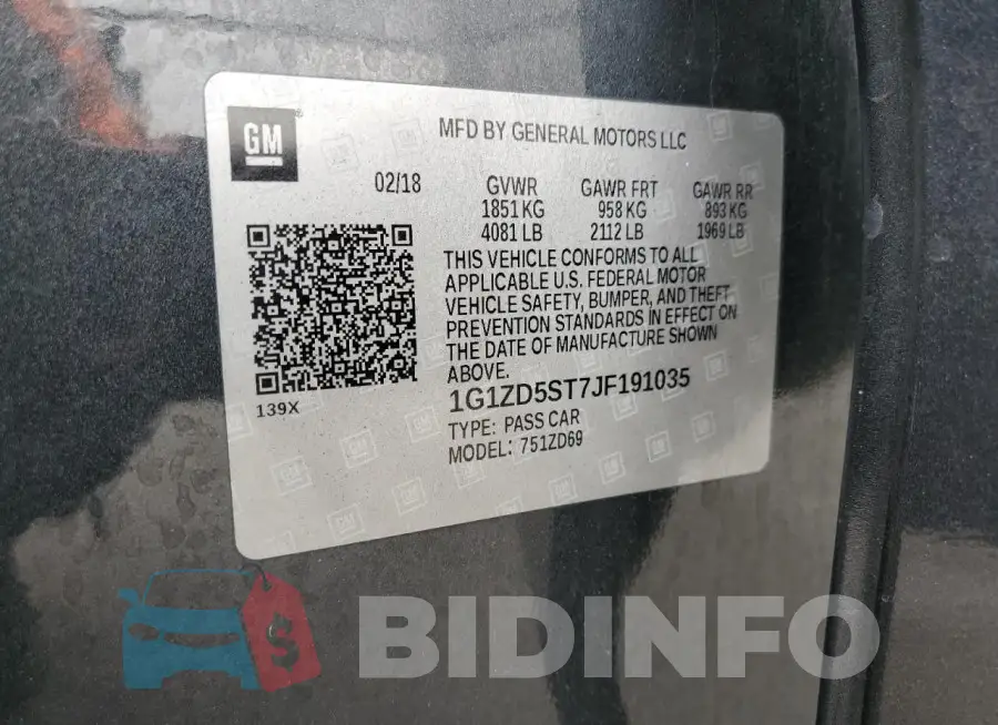 1G1ZD5ST7JF191035 Photo# 12