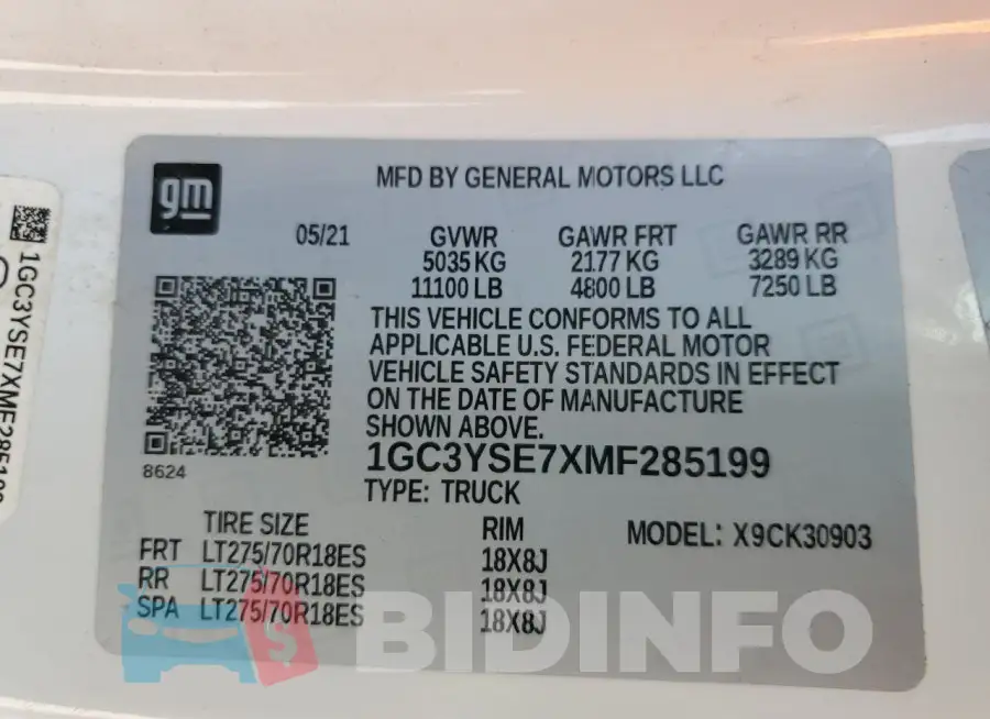 1GC3YSE7XMF285199 Photo# 13