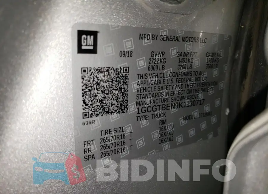 1GCGTBEN9K1130717 Photo# 12