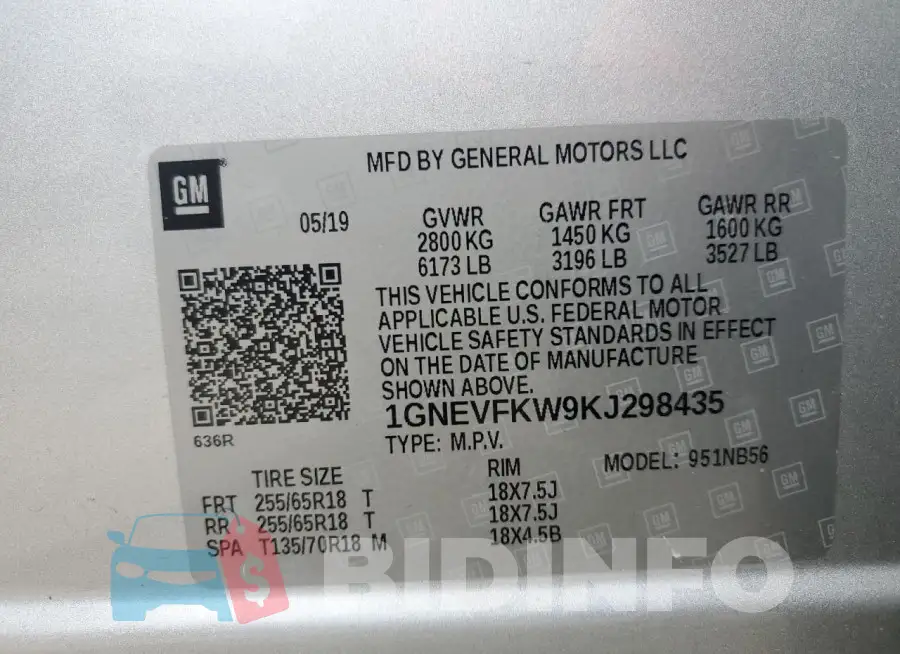 1GNEVFKW9KJ298435 Photo# 13