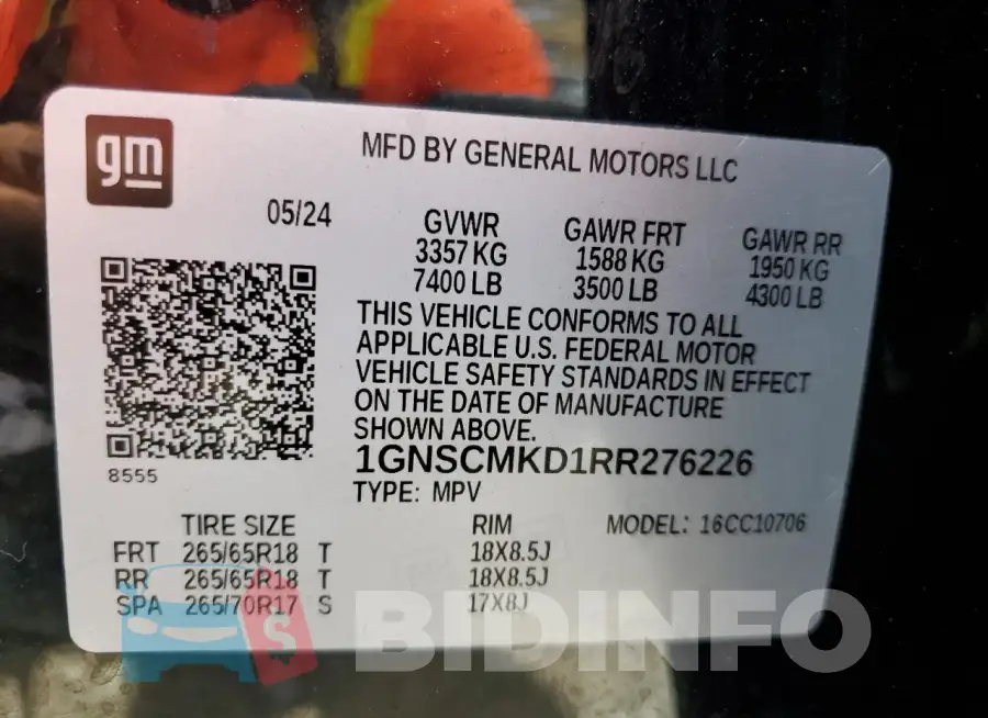 1GNSCMKD1RR276226 Photo# 13