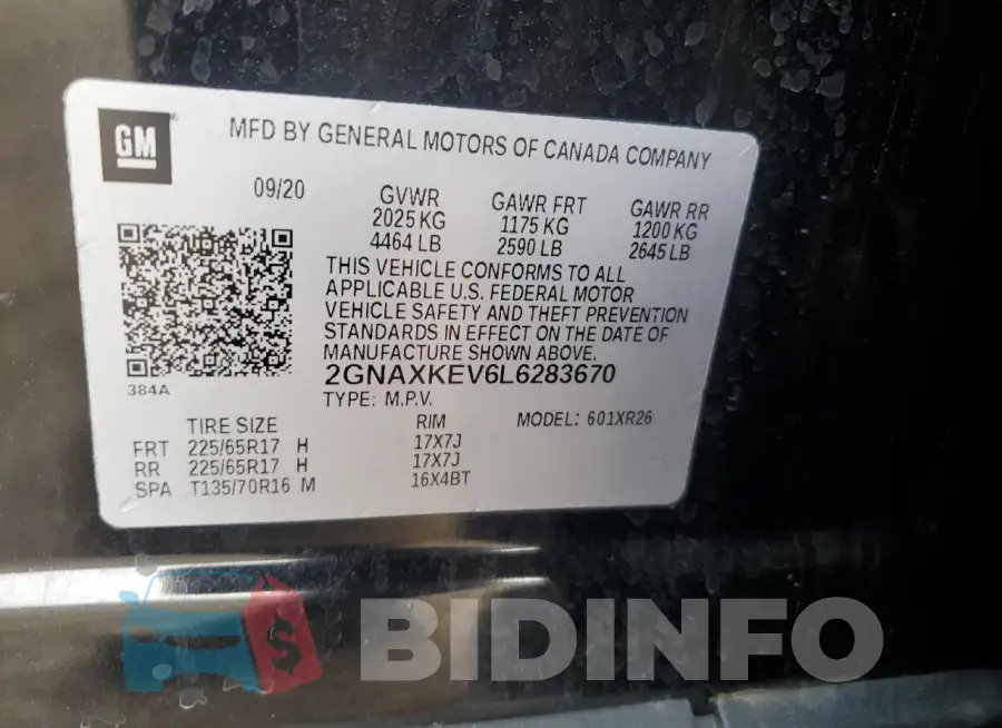2GNAXKEV6L6283670 Photo# 13